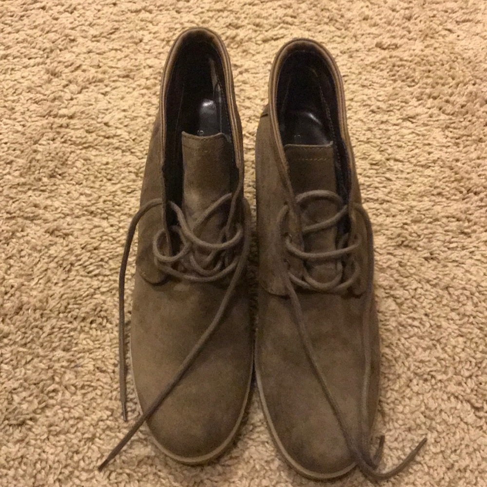 Aquatalia by Marvin K suede lace up wedge booties